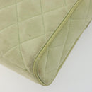 CHANEL Matelasse Shoulder Bag Suede Green Gold Tone CC Auth BA14888A-12