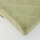 CHANEL Matelasse Shoulder Bag Suede Green Gold Tone CC Auth BA14888A-13
