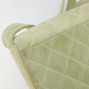 CHANEL Matelasse Shoulder Bag Suede Green Gold Tone CC Auth BA14888A-14