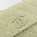 CHANEL Matelasse Shoulder Bag Suede Green Gold Tone CC Auth BA14888A-15