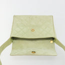 CHANEL Matelasse Shoulder Bag Suede Green Gold Tone CC Auth BA14888A-16