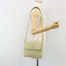 CHANEL Matelasse Shoulder Bag Suede Green Gold Tone CC Auth BA14888A-25