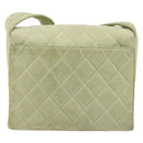 CHANEL Matelasse Shoulder Bag Suede Green Gold Tone CC Auth BA14888A-3