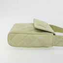 CHANEL Matelasse Shoulder Bag Suede Green Gold Tone CC Auth BA14888A-4
