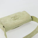 CHANEL Matelasse Shoulder Bag Suede Green Gold Tone CC Auth BA14888A-6