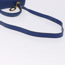 CELINE Circle Hand Bag Leather 2way Blue Gold Tone Auth BA14889A-10