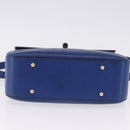 CELINE Circle Hand Bag Leather 2way Blue Gold Tone Auth BA14889A-12