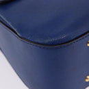 CELINE Circle Hand Bag Leather 2way Blue Gold Tone Auth BA14889A-13
