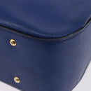 CELINE Circle Hand Bag Leather 2way Blue Gold Tone Auth BA14889A-16