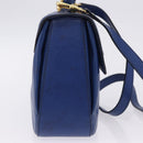 CELINE Circle Hand Bag Leather 2way Blue Gold Tone Auth BA14889A-6