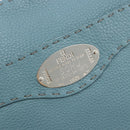 FENDI Celeria Shoulder Bag Leather Light Blue Silver 8BT109 Auth BA14891A-17