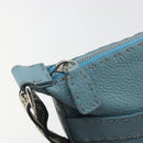 FENDI Celeria Shoulder Bag Leather Light Blue Silver 8BT109 Auth BA14891A-10