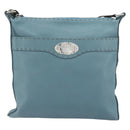 FENDI Celeria Shoulder Bag Leather Light Blue Silver 8BT109 Auth BA14891A-13