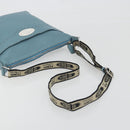 FENDI Celeria Shoulder Bag Leather Light Blue Silver 8BT109 Auth BA14891A-7