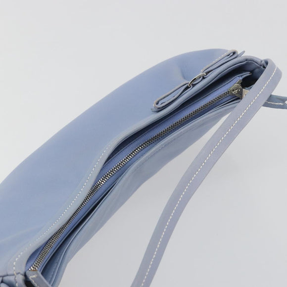 Salvatore Ferragamo Vara Ribbon Shoulder Bag Leather Blue Silver Auth BA14892
