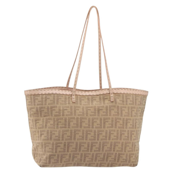 FENDI Zucca Canvas Tote Bag Beige Pink 8BH137 Auth BA14893