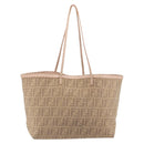 FENDI Zucca Canvas Tote Bag Beige Pink 8BH137 Auth BA14893-2
