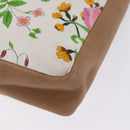 GUCCI Flora Drawstring Shoulder Bag Canvas White Beige Auth BA14894A-11