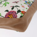 GUCCI Flora Drawstring Shoulder Bag Canvas White Beige Auth BA14894A-13