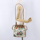 GUCCI Flora Drawstring Shoulder Bag Canvas White Beige Auth BA14894A-20