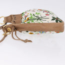 GUCCI Flora Drawstring Shoulder Bag Canvas White Beige Auth BA14894A-5