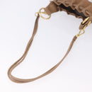 GUCCI Flora Drawstring Shoulder Bag Canvas White Beige Auth BA14894A-7