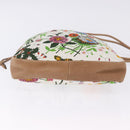 GUCCI Flora Drawstring Shoulder Bag Canvas White Beige Auth BA14894A-9