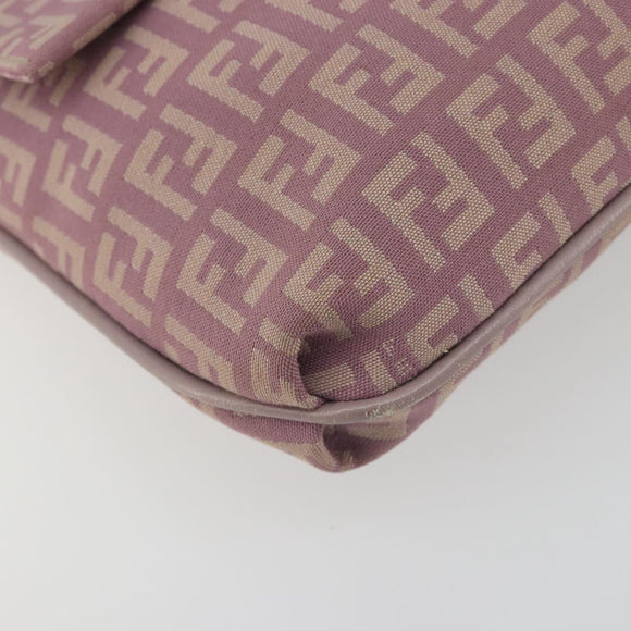 FENDI Zucchino Canvas Mamma Baguette Shoulder Bag Purple 8BT075 Auth BA14896A
