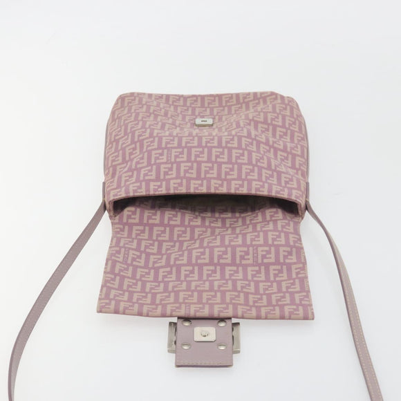 FENDI Zucchino Canvas Mamma Baguette Shoulder Bag Purple 8BT075 Auth BA14896A