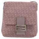 FENDI Zucchino Canvas Mamma Baguette Shoulder Bag Purple 8BT075 Auth BA14896A-2