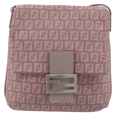 FENDI Zucchino Canvas Mamma Baguette Shoulder Bag Purple 8BT075 Auth BA14896A - 0