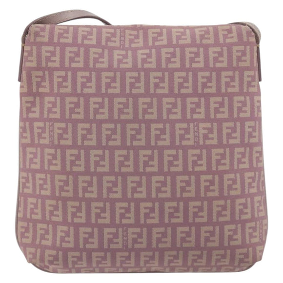 FENDI Zucchino Canvas Mamma Baguette Shoulder Bag Purple 8BT075 Auth BA14896A