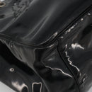 CHANEL Chain Tote Bag Patent Black Silver CC Auth BA14897-14