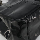 CHANEL Chain Tote Bag Patent Black Silver CC Auth BA14897-16