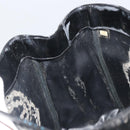 CHANEL Chain Tote Bag Patent Black Silver CC Auth BA14897-18
