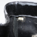 CHANEL Chain Tote Bag Patent Black Silver CC Auth BA14897-12