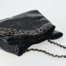 CHANEL Chain Tote Bag Patent Black Silver CC Auth BA14897-6
