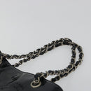 CHANEL Chain Tote Bag Patent Black Silver CC Auth BA14897-8