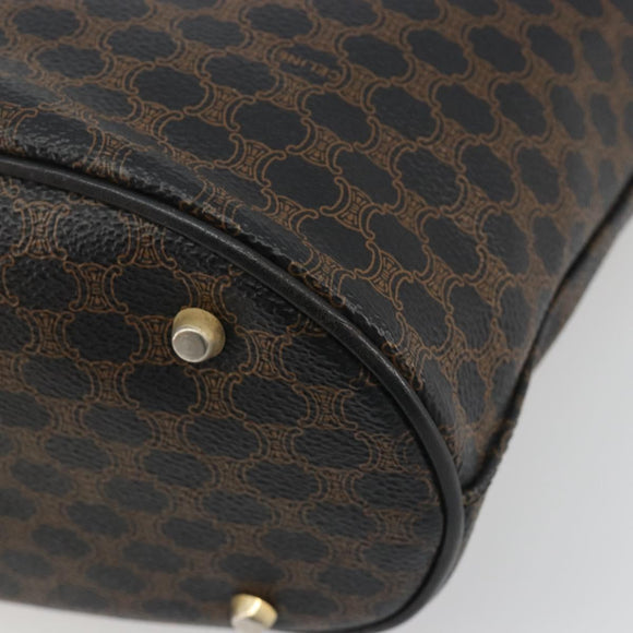 CELINE Macadam Tote Bag PVC Leather Black Gold Tone Auth BA14899