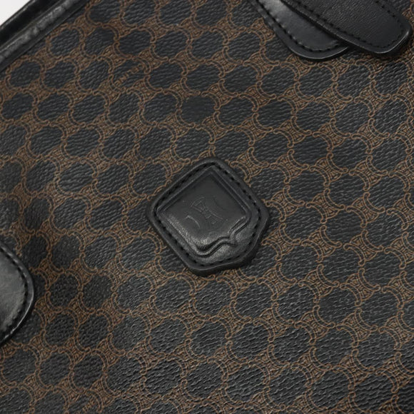 CELINE Macadam Tote Bag PVC Leather Black Gold Tone Auth BA14899
