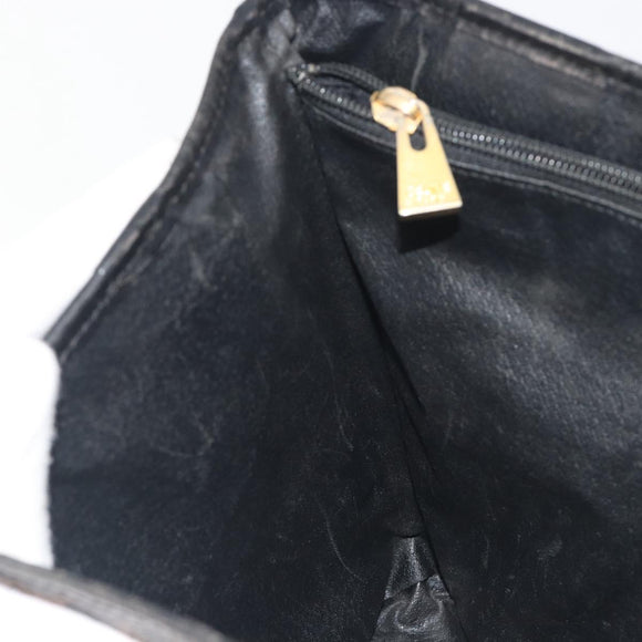 CELINE Macadam Tote Bag PVC Leather Black Gold Tone Auth BA14899