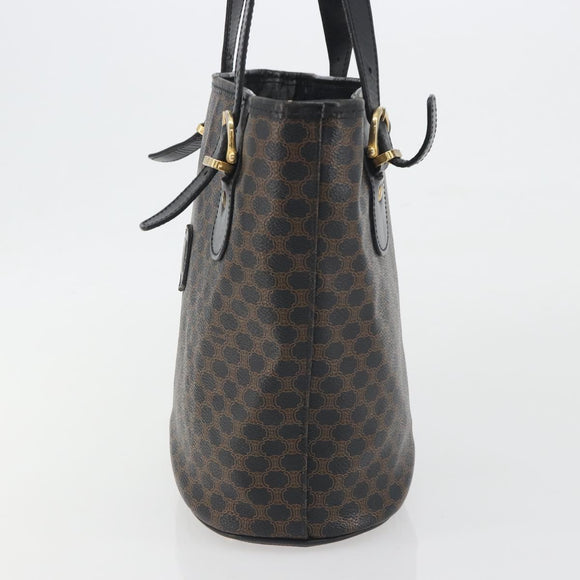 CELINE Macadam Tote Bag PVC Leather Black Gold Tone Auth BA14899