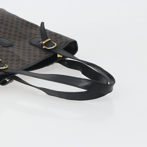 CELINE Macadam Tote Bag PVC Leather Black Gold Tone Auth BA14899