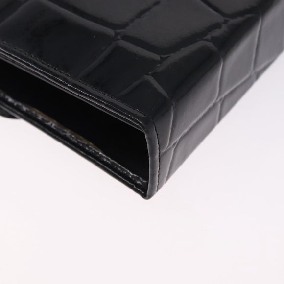 Gianni Versace Medusa Hand Bag Patent Black Gold Tone Auth BA14906A