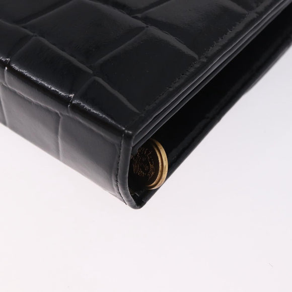 Gianni Versace Medusa Hand Bag Patent Black Gold Tone Auth BA14906A