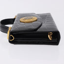 Gianni Versace Medusa Hand Bag Patent Black Gold Tone Auth BA14906A-4