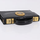 Gianni Versace Medusa Hand Bag Patent Black Gold Tone Auth BA14906A-5