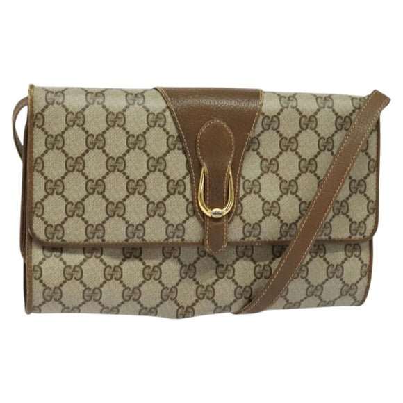 GUCCI GG Supreme Shoulder Bag PVC Beige Gold 118 02 050 Auth BA1491