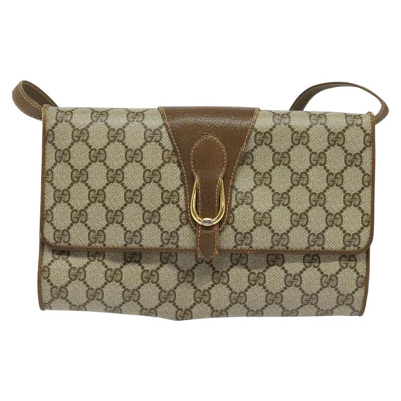 GUCCI GG Supreme Shoulder Bag PVC Beige Gold 118 02 050 Auth BA1491