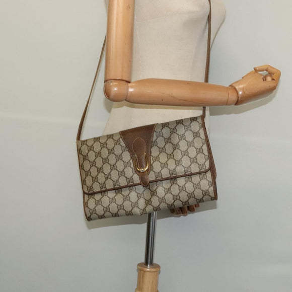 GUCCI GG Supreme Shoulder Bag PVC Beige Gold 118 02 050 Auth BA1491